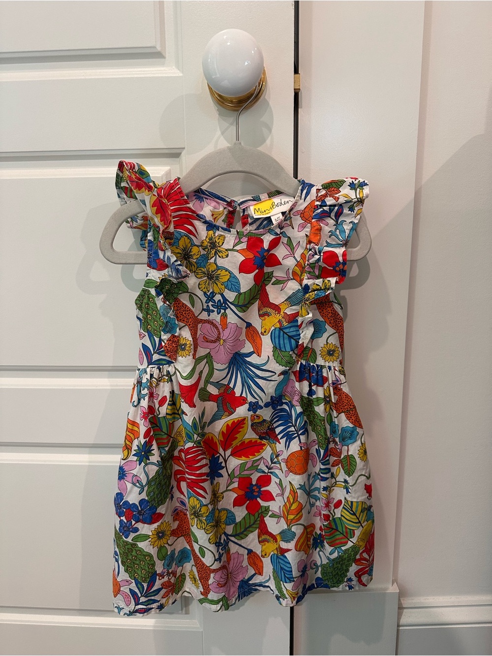 Mini Boden Girls Bright Floral Ruffle Dress - Multicolored